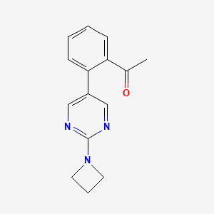 molecular formula C15H15N3O B6443127 1-{2-[2-(azetidin-1-yl)pyrimidin-5-yl]phenyl}ethan-1-one CAS No. 2640950-18-9