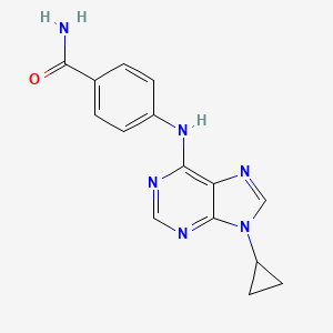 molecular formula C15H14N6O B6443172 4-[(9-cyclopropyl-9H-purin-6-yl)amino]benzamide CAS No. 2640834-74-6