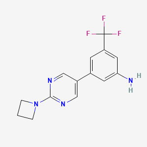 molecular formula C14H13F3N4 B6443178 3-[2-(azetidin-1-yl)pyrimidin-5-yl]-5-(trifluoromethyl)aniline CAS No. 2640830-43-7