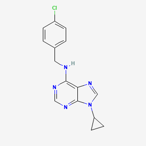 molecular formula C15H14ClN5 B6443243 N-[(4-chlorophenyl)methyl]-9-cyclopropyl-9H-purin-6-amine CAS No. 2640865-83-2