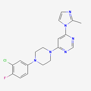 molecular formula C18H18ClFN6 B6443254 4-[4-(3-chloro-4-fluorophenyl)piperazin-1-yl]-6-(2-methyl-1H-imidazol-1-yl)pyrimidine CAS No. 2549042-93-3