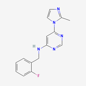 molecular formula C15H14FN5 B6443267 N-[(2-fluorophenyl)methyl]-6-(2-methyl-1H-imidazol-1-yl)pyrimidin-4-amine CAS No. 2549005-93-6
