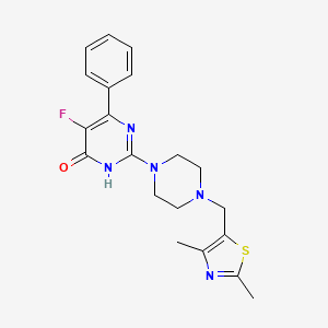 molecular formula C20H22FN5OS B6443275 2-{4-[(2,4-dimethyl-1,3-thiazol-5-yl)methyl]piperazin-1-yl}-5-fluoro-6-phenyl-3,4-dihydropyrimidin-4-one CAS No. 2548982-90-5