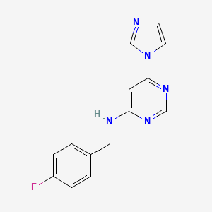 molecular formula C14H12FN5 B6443332 N-[(4-fluorophenyl)methyl]-6-(1H-imidazol-1-yl)pyrimidin-4-amine CAS No. 2640934-46-7