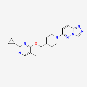 molecular formula C20H25N7O B6443358 2-cyclopropyl-4,5-dimethyl-6-[(1-{[1,2,4]triazolo[4,3-b]pyridazin-6-yl}piperidin-4-yl)methoxy]pyrimidine CAS No. 2640967-05-9