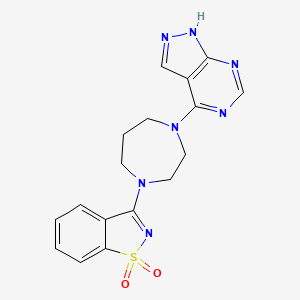 molecular formula C17H17N7O2S B6443372 3-(4-{1H-pyrazolo[3,4-d]pyrimidin-4-yl}-1,4-diazepan-1-yl)-1??,2-benzothiazole-1,1-dione CAS No. 2549002-90-4