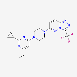 molecular formula C19H21F3N8 B6443377 2-cyclopropyl-4-ethyl-6-{4-[3-(trifluoromethyl)-[1,2,4]triazolo[4,3-b]pyridazin-6-yl]piperazin-1-yl}pyrimidine CAS No. 2549017-92-5
