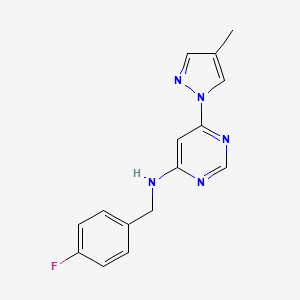 molecular formula C15H14FN5 B6443399 N-[(4-fluorophenyl)methyl]-6-(4-methyl-1H-pyrazol-1-yl)pyrimidin-4-amine CAS No. 2548993-53-7
