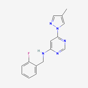 molecular formula C15H14FN5 B6443403 N-[(2-fluorophenyl)methyl]-6-(4-methyl-1H-pyrazol-1-yl)pyrimidin-4-amine CAS No. 2549006-45-1