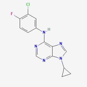 molecular formula C14H11ClFN5 B6443416 N-(3-chloro-4-fluorophenyl)-9-cyclopropyl-9H-purin-6-amine CAS No. 2640952-47-0