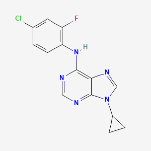 molecular formula C14H11ClFN5 B6443424 N-(4-chloro-2-fluorophenyl)-9-cyclopropyl-9H-purin-6-amine CAS No. 2640944-73-4