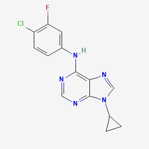 molecular formula C14H11ClFN5 B6443426 N-(4-chloro-3-fluorophenyl)-9-cyclopropyl-9H-purin-6-amine CAS No. 2640934-68-3