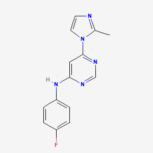 molecular formula C14H12FN5 B6443433 N-(4-fluorophenyl)-6-(2-methyl-1H-imidazol-1-yl)pyrimidin-4-amine CAS No. 2549002-79-9