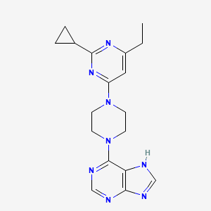 molecular formula C18H22N8 B6443461 6-[4-(2-cyclopropyl-6-ethylpyrimidin-4-yl)piperazin-1-yl]-9H-purine CAS No. 2548984-81-0