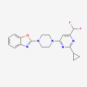 molecular formula C19H19F2N5O B6443501 2-{4-[2-cyclopropyl-6-(difluoromethyl)pyrimidin-4-yl]piperazin-1-yl}-1,3-benzoxazole CAS No. 2640967-63-9