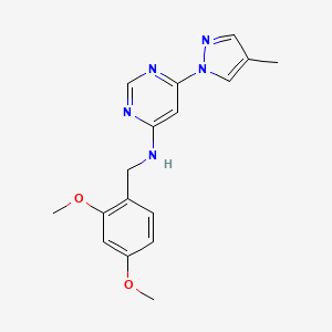 molecular formula C17H19N5O2 B6443519 N-[(2,4-dimethoxyphenyl)methyl]-6-(4-methyl-1H-pyrazol-1-yl)pyrimidin-4-amine CAS No. 2549065-56-5