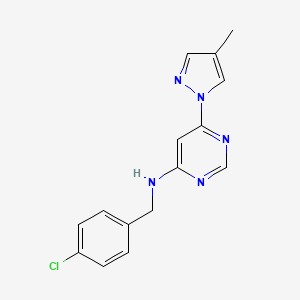 molecular formula C15H14ClN5 B6443529 N-[(4-chlorophenyl)methyl]-6-(4-methyl-1H-pyrazol-1-yl)pyrimidin-4-amine CAS No. 2549046-25-3