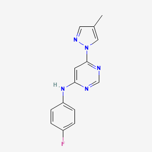 molecular formula C14H12FN5 B6443533 N-(4-fluorophenyl)-6-(4-methyl-1H-pyrazol-1-yl)pyrimidin-4-amine CAS No. 2548999-57-9