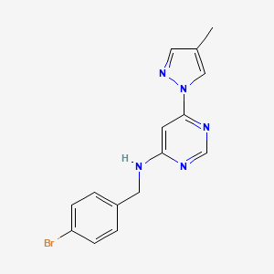 molecular formula C15H14BrN5 B6443571 N-[(4-bromophenyl)methyl]-6-(4-methyl-1H-pyrazol-1-yl)pyrimidin-4-amine CAS No. 2548979-60-6