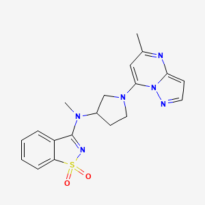 molecular formula C19H20N6O2S B6443582 3-[methyl(1-{5-methylpyrazolo[1,5-a]pyrimidin-7-yl}pyrrolidin-3-yl)amino]-1??,2-benzothiazole-1,1-dione CAS No. 2548988-64-1
