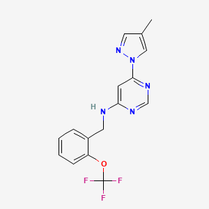 molecular formula C16H14F3N5O B6443599 6-(4-methyl-1H-pyrazol-1-yl)-N-{[2-(trifluoromethoxy)phenyl]methyl}pyrimidin-4-amine CAS No. 2549046-91-3