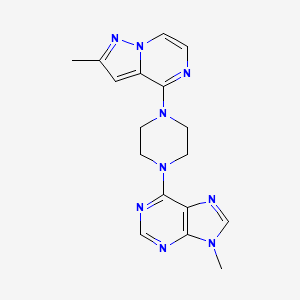molecular formula C17H19N9 B6443604 9-methyl-6-(4-{2-methylpyrazolo[1,5-a]pyrazin-4-yl}piperazin-1-yl)-9H-purine CAS No. 2549053-98-5