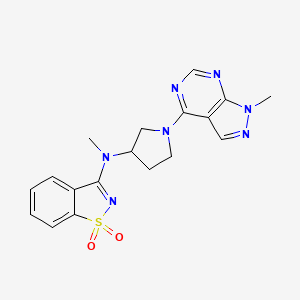 molecular formula C18H19N7O2S B6443607 3-[methyl(1-{1-methyl-1H-pyrazolo[3,4-d]pyrimidin-4-yl}pyrrolidin-3-yl)amino]-1??,2-benzothiazole-1,1-dione CAS No. 2548981-18-4