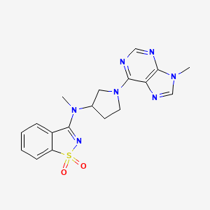 molecular formula C18H19N7O2S B6443617 3-{methyl[1-(9-methyl-9H-purin-6-yl)pyrrolidin-3-yl]amino}-1??,2-benzothiazole-1,1-dione CAS No. 2548989-08-6