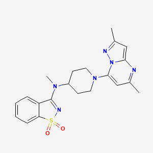 molecular formula C21H24N6O2S B6443621 3-[(1-{2,5-dimethylpyrazolo[1,5-a]pyrimidin-7-yl}piperidin-4-yl)(methyl)amino]-1??,2-benzothiazole-1,1-dione CAS No. 2548986-75-8