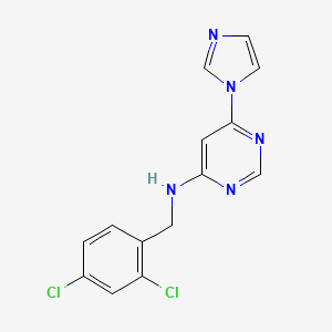 molecular formula C14H11Cl2N5 B6443636 N-[(2,4-dichlorophenyl)methyl]-6-(1H-imidazol-1-yl)pyrimidin-4-amine CAS No. 2640965-91-7