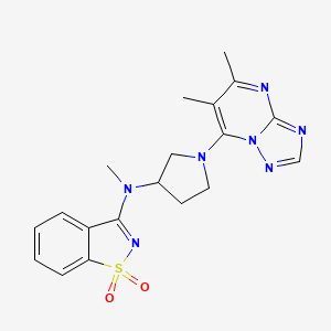 molecular formula C19H21N7O2S B6443643 3-[(1-{5,6-dimethyl-[1,2,4]triazolo[1,5-a]pyrimidin-7-yl}pyrrolidin-3-yl)(methyl)amino]-1??,2-benzothiazole-1,1-dione CAS No. 2548983-20-4
