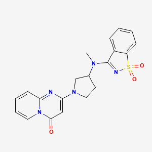 molecular formula C20H19N5O3S B6443666 3-[methyl(1-{4-oxo-4H-pyrido[1,2-a]pyrimidin-2-yl}pyrrolidin-3-yl)amino]-1??,2-benzothiazole-1,1-dione CAS No. 2549002-41-5