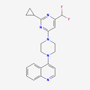 molecular formula C21H21F2N5 B6443687 4-{4-[2-cyclopropyl-6-(difluoromethyl)pyrimidin-4-yl]piperazin-1-yl}quinoline CAS No. 2640965-02-0