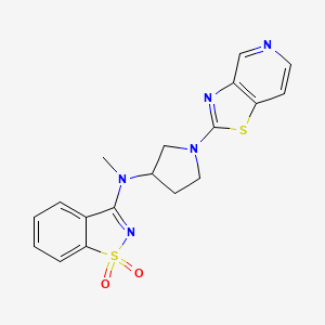 molecular formula C18H17N5O2S2 B6443690 3-[methyl(1-{[1,3]thiazolo[4,5-c]pyridin-2-yl}pyrrolidin-3-yl)amino]-1??,2-benzothiazole-1,1-dione CAS No. 2548983-47-5