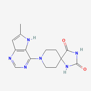 molecular formula C14H16N6O2 B6443711 8-{6-methyl-5H-pyrrolo[3,2-d]pyrimidin-4-yl}-1,3,8-triazaspiro[4.5]decane-2,4-dione CAS No. 2549020-45-1