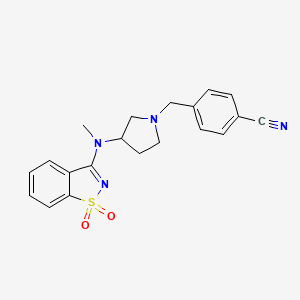 molecular formula C20H20N4O2S B6443795 4-({3-[(1,1-dioxo-1??,2-benzothiazol-3-yl)(methyl)amino]pyrrolidin-1-yl}methyl)benzonitrile CAS No. 2549039-82-7