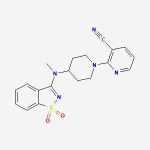 molecular formula C19H19N5O2S B6443828 2-{4-[(1,1-dioxo-1??,2-benzothiazol-3-yl)(methyl)amino]piperidin-1-yl}pyridine-3-carbonitrile CAS No. 2549012-54-4