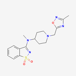 molecular formula C17H21N5O3S B6443841 3-[methyl({1-[(3-methyl-1,2,4-oxadiazol-5-yl)methyl]piperidin-4-yl})amino]-1??,2-benzothiazole-1,1-dione CAS No. 2549034-97-9