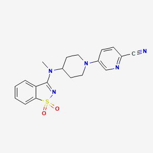 5-{4-[(1,1-dioxo-1??,2-benzothiazol-3-yl)(methyl)amino]piperidin-1-yl}pyridine-2-carbonitrile