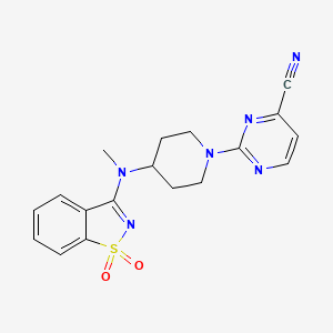 molecular formula C18H18N6O2S B6443881 2-{4-[(1,1-dioxo-1??,2-benzothiazol-3-yl)(methyl)amino]piperidin-1-yl}pyrimidine-4-carbonitrile CAS No. 2549042-86-4