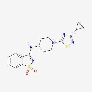 molecular formula C18H21N5O2S2 B6443892 3-{[1-(3-cyclopropyl-1,2,4-thiadiazol-5-yl)piperidin-4-yl](methyl)amino}-1??,2-benzothiazole-1,1-dione CAS No. 2549022-93-5