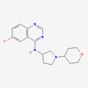 molecular formula C17H21FN4O B6443914 6-fluoro-N-[1-(oxan-4-yl)pyrrolidin-3-yl]quinazolin-4-amine CAS No. 2640966-20-5