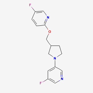 molecular formula C15H15F2N3O B6444020 3-fluoro-5-(3-{[(5-fluoropyridin-2-yl)oxy]methyl}pyrrolidin-1-yl)pyridine CAS No. 2548976-92-5