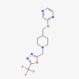 2-[(1-{[5-(trifluoromethyl)-1,3,4-oxadiazol-2-yl]methyl}piperidin-4-yl)methoxy]pyrazine