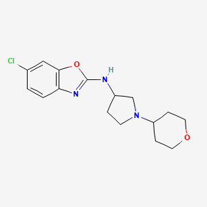 molecular formula C16H20ClN3O2 B6444135 6-chloro-N-[1-(oxan-4-yl)pyrrolidin-3-yl]-1,3-benzoxazol-2-amine CAS No. 2548980-04-5