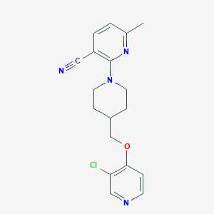 molecular formula C18H19ClN4O B6444171 2-(4-{[(3-chloropyridin-4-yl)oxy]methyl}piperidin-1-yl)-6-methylpyridine-3-carbonitrile CAS No. 2640867-15-6