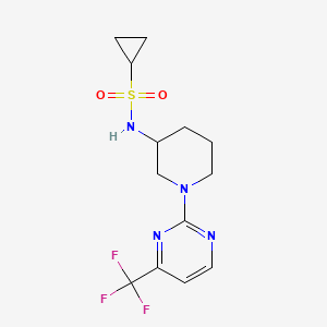 molecular formula C13H17F3N4O2S B6444180 N-{1-[4-(trifluoromethyl)pyrimidin-2-yl]piperidin-3-yl}cyclopropanesulfonamide CAS No. 2548993-07-1