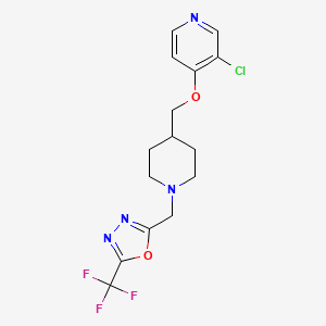 molecular formula C15H16ClF3N4O2 B6444200 3-chloro-4-[(1-{[5-(trifluoromethyl)-1,3,4-oxadiazol-2-yl]methyl}piperidin-4-yl)methoxy]pyridine CAS No. 2640815-56-9