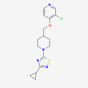 molecular formula C16H19ClN4OS B6444209 3-chloro-4-{[1-(3-cyclopropyl-1,2,4-thiadiazol-5-yl)piperidin-4-yl]methoxy}pyridine CAS No. 2640963-99-9