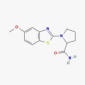 molecular formula C13H15N3O2S B6444216 1-(5-methoxy-1,3-benzothiazol-2-yl)pyrrolidine-2-carboxamide CAS No. 2548980-63-6